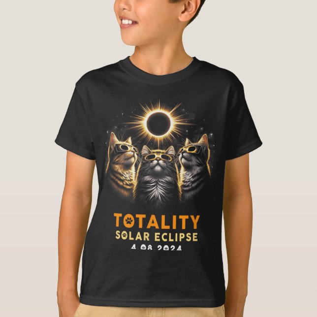 Totality Cats Wearing Solar Eclipse Gles 4.8.2024 T Shirt (Framsida)