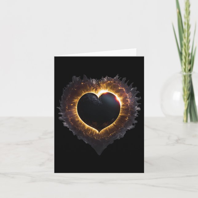 Totality Girls Heart Shape Total Solar Eclipse 202 Kort (Framsida)