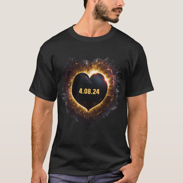 Totality Girls Heart Shape Total Solar Eclipse 202 T Shirt (Framsida)