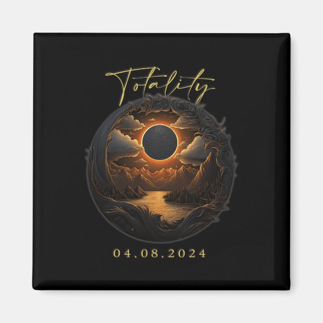 Totality Shirt - April 8 Totality Total Solar Ecli Magnet (Framsidan)