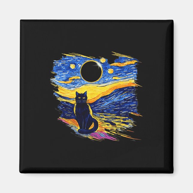 Totality Solar Eclipse 2024 Starry Night Van Gogh Magnet (Framsidan)
