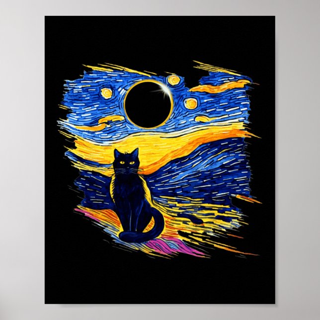 Totality Solar Eclipse 2024 Starry Night Van Gogh Poster (Framsidan)