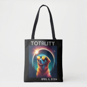 Totality Solar Eclipse April 8 2024 Rolig hund Tygkasse