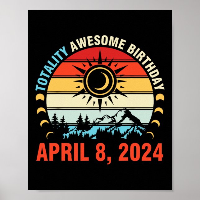 Totality Solar Eclipse Fantastisk Birthday 8 20 Poster (Framsidan)