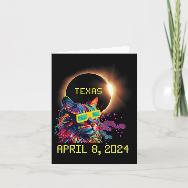 Totality Total Solar Eclipse Cat April 8 2024 Texa Kort (Framsida)