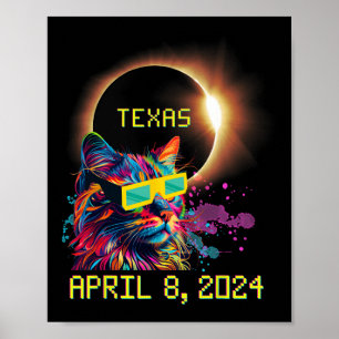 Totality Total Solar Eclipse Cat April 8 2024 Texa Poster