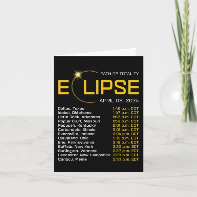 Totality Väg 2024 Eclipse Karta Total Eclipse Astr Kort (Framsida)