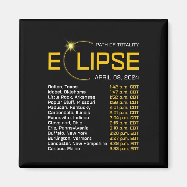 Totality Väg 2024 Eclipse Karta Total Eclipse Astr Magnet (Framsidan)