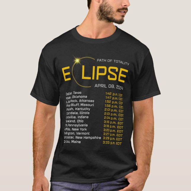 Totality Väg 2024 Eclipse Karta Total Eclipse Astr T Shirt (Framsida)