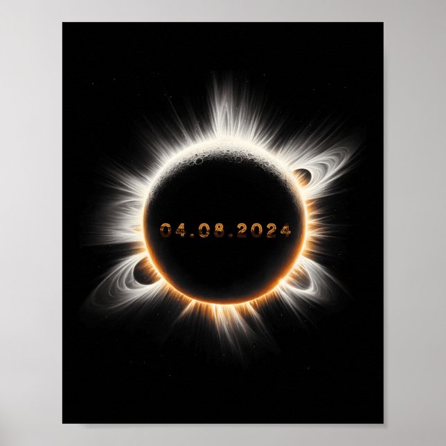 Totality Vår 4.08.24 Total Solar Eclipse 2024 Poster (Framsidan)