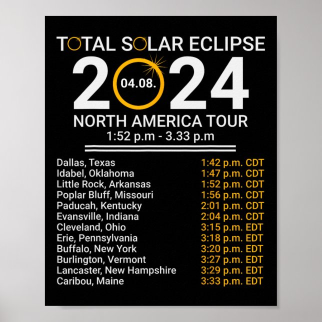 Totality Vår 4.08.24 Total Solar Eclipse 2024 Poster (Framsidan)
