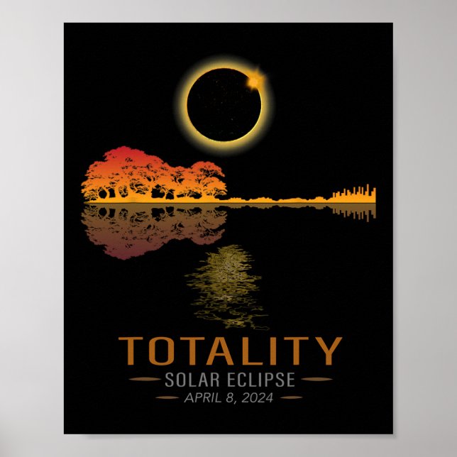 Totality Vår 4 08 24 Total Solar Eclipse Guitar Poster (Framsidan)