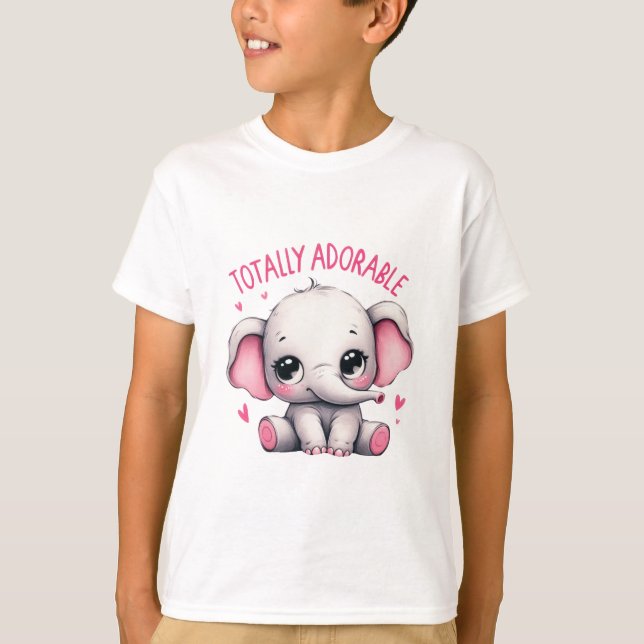 Totally Adorable Elephant Cute Art T Shirt (Framsida)