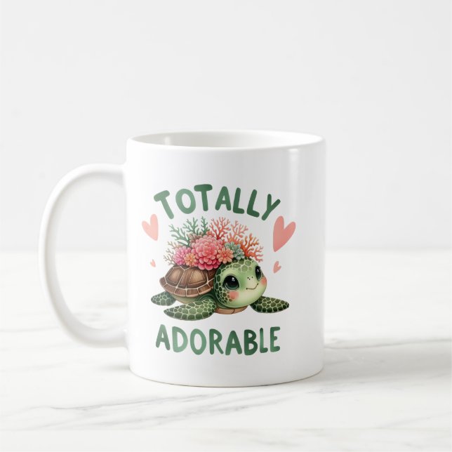 Totally Adorable Turtle Cute Art Kaffemugg (Vänster)