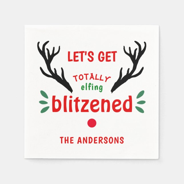 Totally Blitzzed Funny Reindeer jul Cheer Pappersservett (Framsidan)