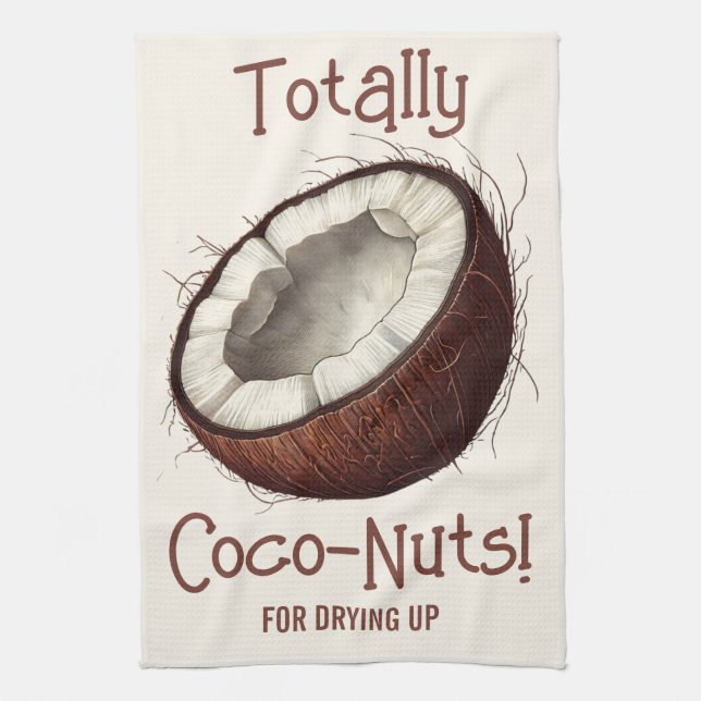 "Totally Coco-Nöt för torkning" Tropical Coconut Kökshandduk (Vertikal)