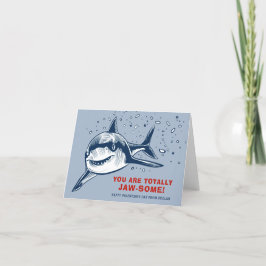 Totally Jaw-some Shark Kids Valentine Helgkort