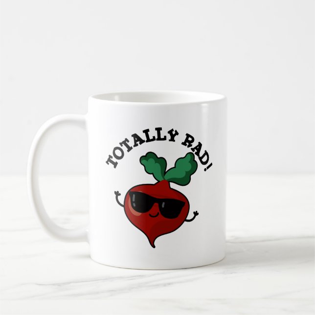 Totally Rad Funny Veggie Radish Pun Kaffemugg (Vänster)