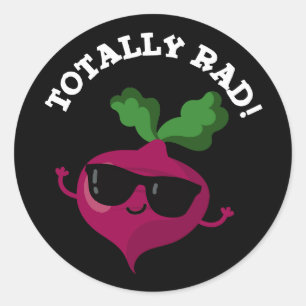 Totally Rad Funny Veggie Radish Pun Mörk BG Runt Klistermärke