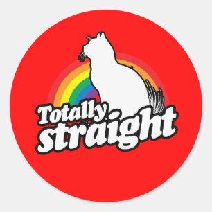 TOTALLY RAK KATT - VIT - (2).png Runt Klistermärke