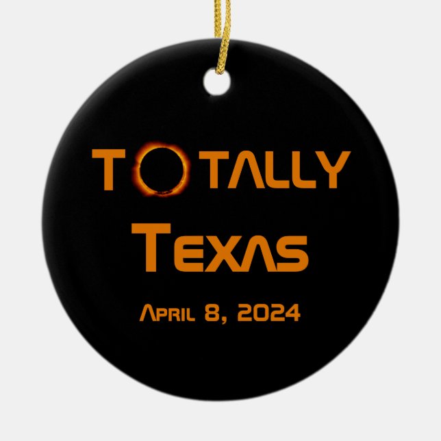 Totally Texas 2024 Solar Eclipse Julgransprydnad Keramik (Framsidan)