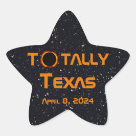 Totally Texas 2024 Solar Eclipse Stjärnformat Klistermärke