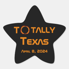 Totally Texas 2024 Solar Eclipse Stjärnformat Klistermärke