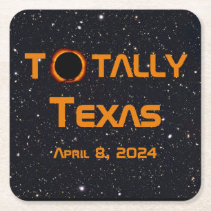 Totally Texas 2024 Solar Eclipse Underlägg Papper Kvadrat