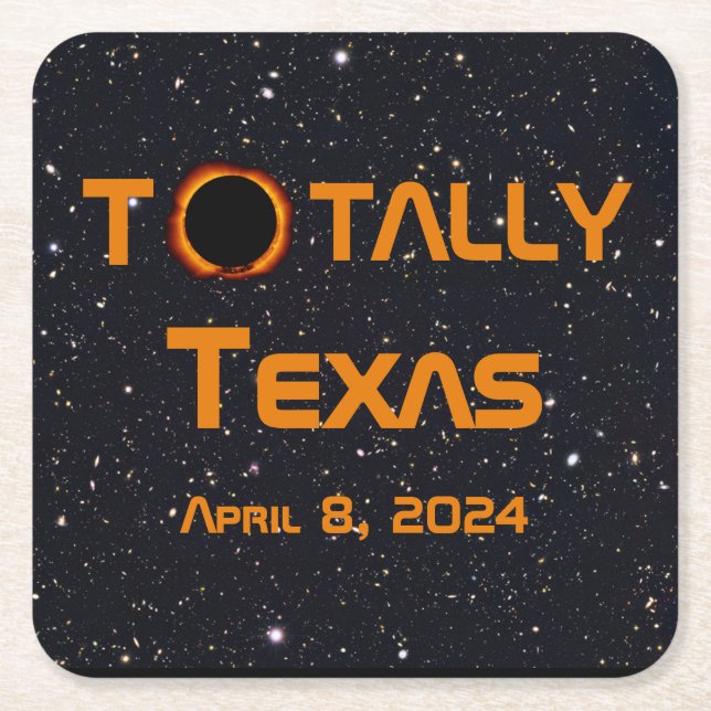 Totally Texas 2024 Solar Eclipse Underlägg Papper Kvadrat (Framsidan)