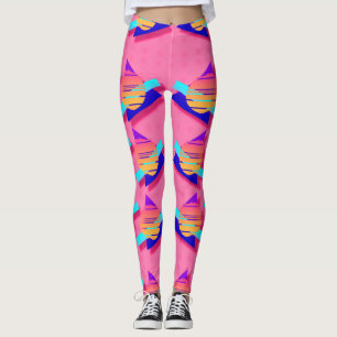 Totalt 80 Memphis Neon Triangle Mönster Leggings