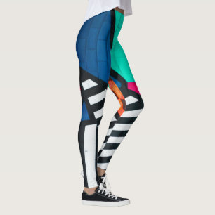 Totalt 80-tal målat Brick Block Färg Leggings