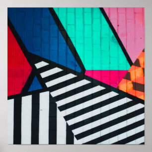 Totalt 80-tal målat Brick Block Färg Poster