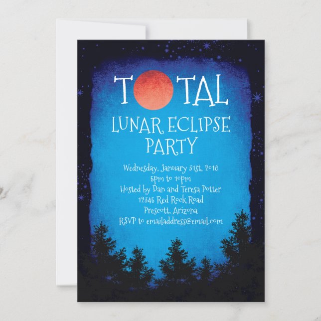 Totalt antal lunar Eclipse Red Måne Party Inbjudningar (Framsida)