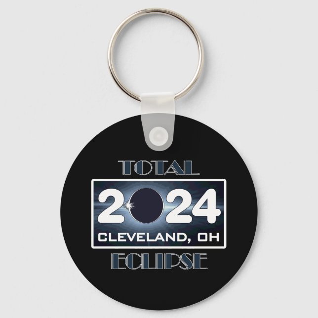 Totalt Eclipse Cleveland Ohio 2024 Väg av Totality Nyckelring (Framsida)