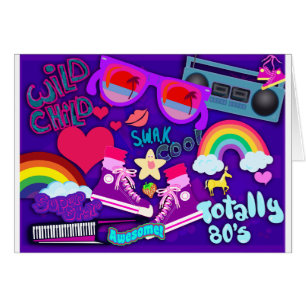 Totalt EightieslilaCollage Hälsningskort