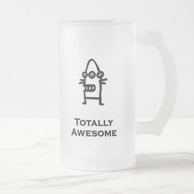 Totalt enorm Bot för tre öga Frostat Ölglas (Höger)