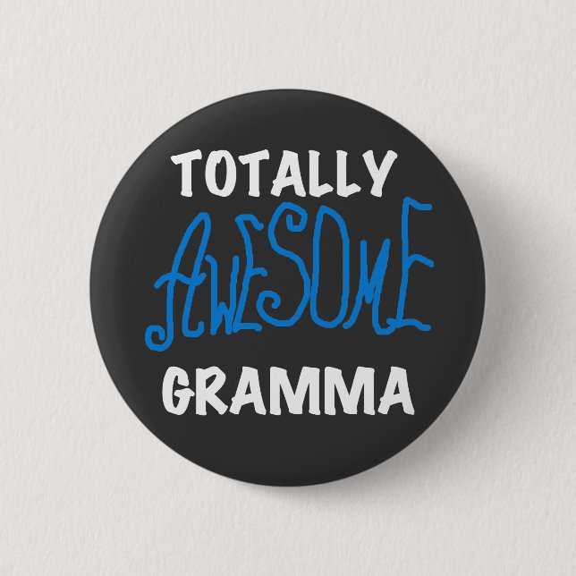 Totalt enorma Gramma blåttT-tröja och gåvor Knapp (Framsida)