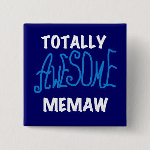 Totalt enorma Memaw blåttT-tröja Knapp