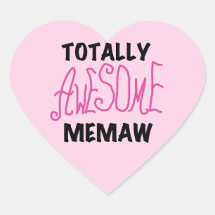 Totalt enorma Memaw rosa T-tröja och gåvor Hjärtformat Klistermärke