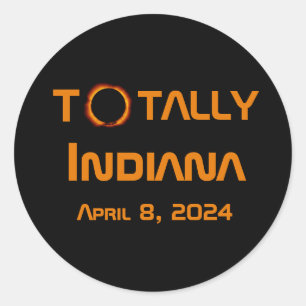 Totalt Indiana 2024 Solar Eclipse Runt Klistermärke