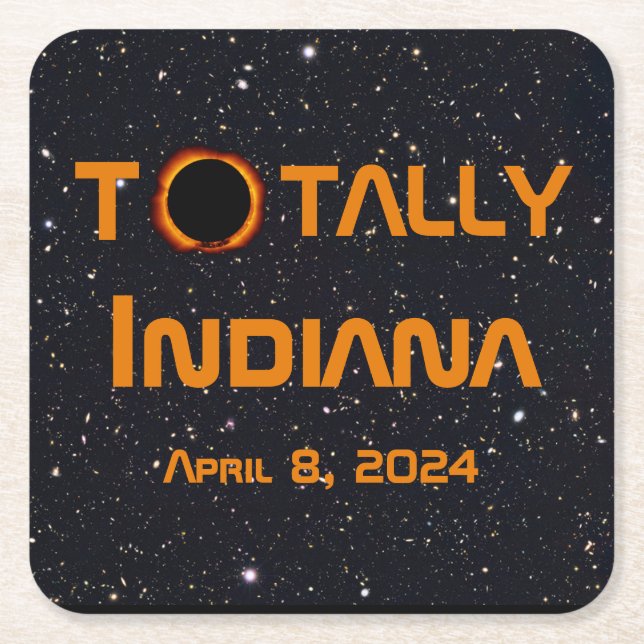 Totalt Indiana 2024 Solar Eclipse Underlägg Papper Kvadrat (Framsidan)
