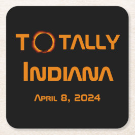 Totalt Indiana 2024 Solar Eclipse Underlägg Papper Kvadrat