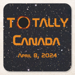 Totalt Kanada 2024 Solar Eclipse Underlägg Papper Kvadrat