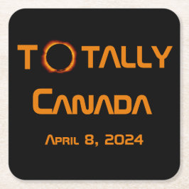Totalt Kanada 2024 Solar Eclipse Underlägg Papper Kvadrat