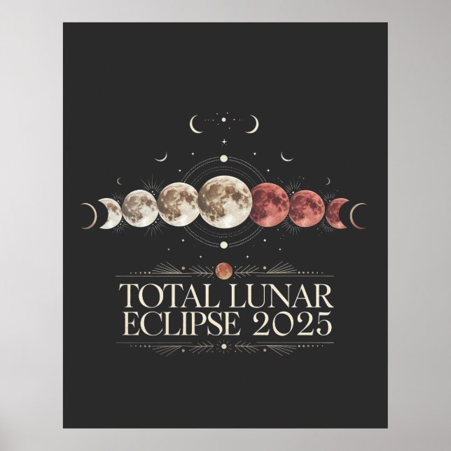 Totalt Lunar Eclipse 2025 Astronomy Northwest USA Poster (Framsidan)