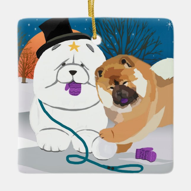 TOTALT S-MITTEN   Chowprydnad Julgransprydnad Keramik (Framsida)