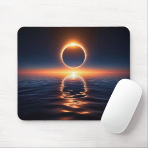 Totalt Sol Eclipse över Ocean Vatten Musmatta