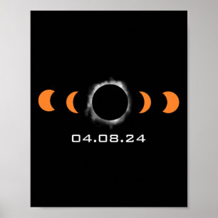 Totalt Sol Eclipse Solar 8 april 2024 Väg av total Poster