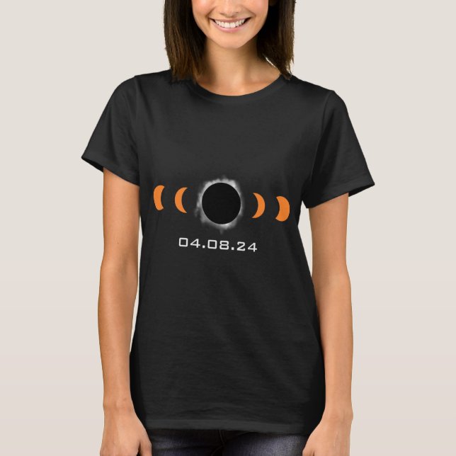 Totalt Sol Eclipse Solar 8 april 2024 Väg av total T Shirt (Framsida)
