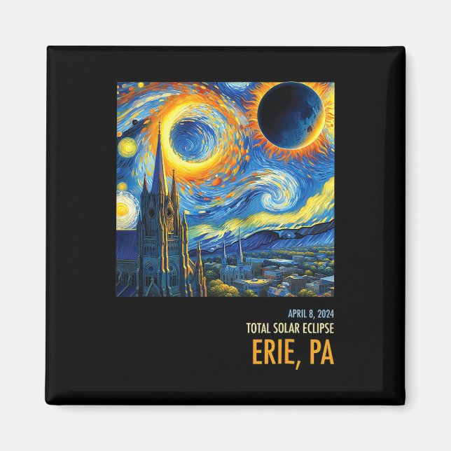 Totalt Solar Eclipse 04 8 2024 Erie Magnet (Framsidan)